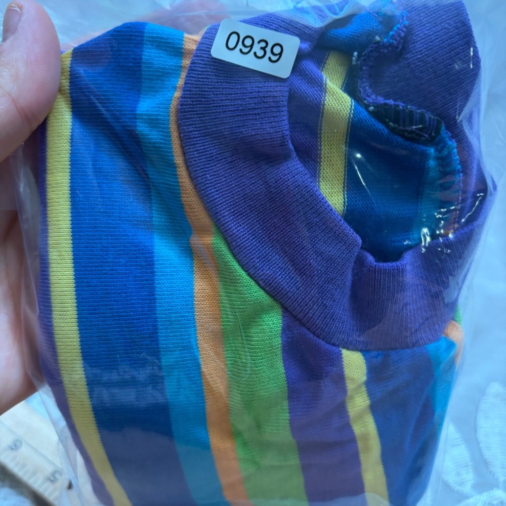 Vintage 70s Kids Multi Color Horizontal Striped Short Sleeve Crewneck T-Shirt - Picture 5 of 5